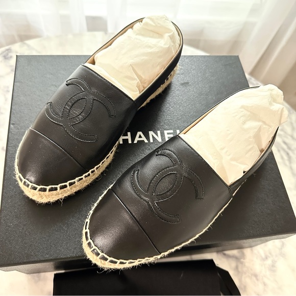 Chanel Espadrilles  Black Leather 36 - Picture 4 of 4